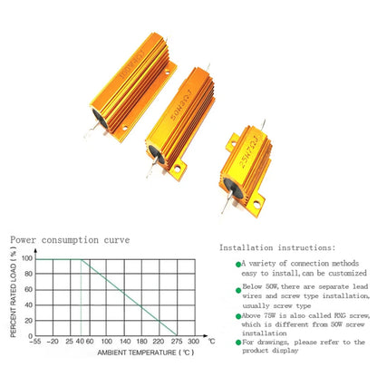 Resistencia Carga Bobinada Caja Aluminio (10W/25W/50W/100W, 0.1 Ohm - 10K Ohm) (2 Unidades)