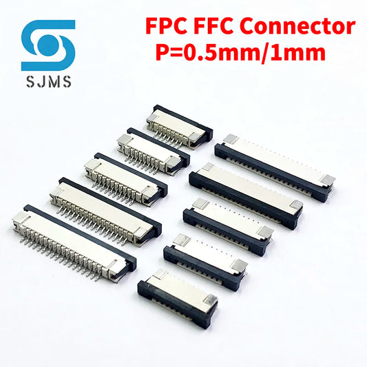 10PCS 0.5mm 1.0mm FPC FFC Connector Flat Cable PCB Connectors SMT ZIF 4 5 6 7 8 10 12 16 18 20 26 28 30 Pines