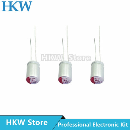 Capacitor Electrolítico Sólido DIP Bajo ESR (100uF-1000uF, 6.3V-50V) - Pack 10 Unidades (Valores Surtidos)