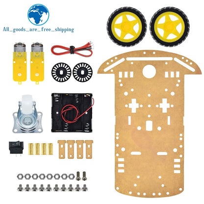 Kit Chasis Auto Robot Inteligente TZT 2WD con Encoder Velocidad y Caja Batería para Arduino