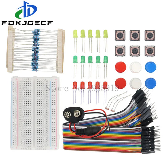 Kit Inicio para Arduino UNO R3 (Mini Protoboard, LED, Cables Jumper, Botón) para Educación Escolar/Laboratorio DIY