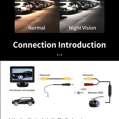 Cámara Trasera Auto Hippcron Visión Nocturna (8 LED) Monitor Parking CCD Impermeable HD