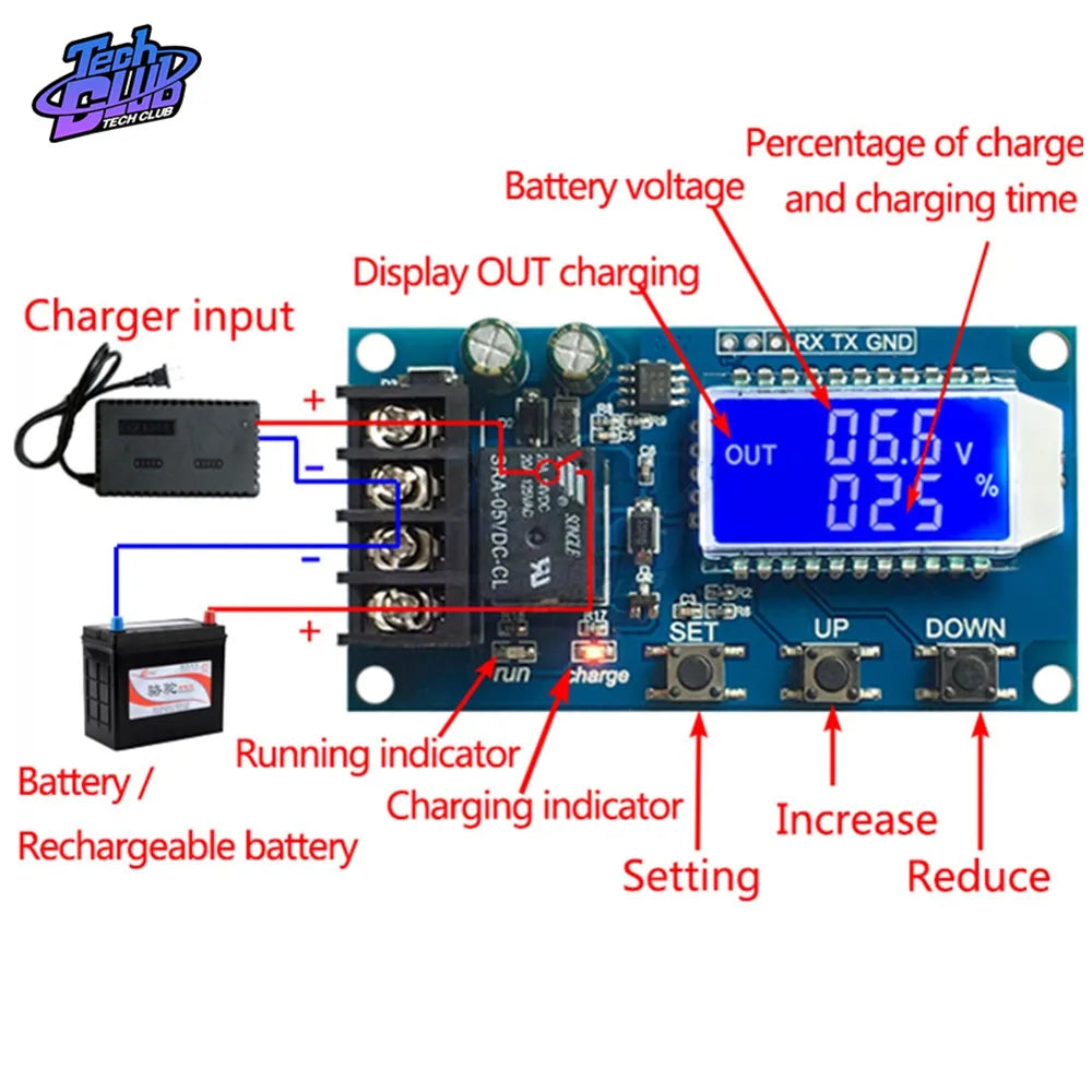 Módulo Control Carga Automática Batería Solar 12V/24V (Plomo-Ácido/Litio) con Display LCD y Protección