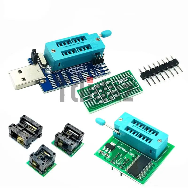 Kit Programador USB CH341A EEPROM/Flash/BIOS con Clip SOIC8, Adaptador 1.8V y ZIF Socket