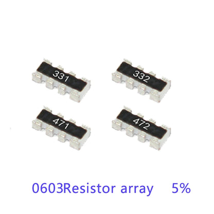 100pcs 0603*4 8P4R 2*4P SMD Network Resistor Array 4R7 4.7 47 470 R Ohm 4.7K 47K 470K 471 472 473 474