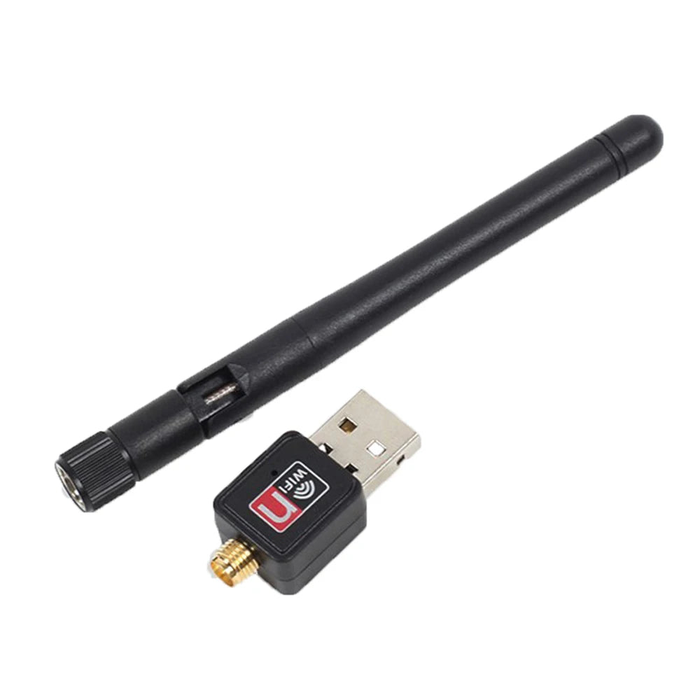 Mini Adaptador USB 2.0 WiFi Inalámbrico 150Mbps (802.11n/g/b) Dongle LAN 2dB con Antena (Chip MT7601/RTL8188)