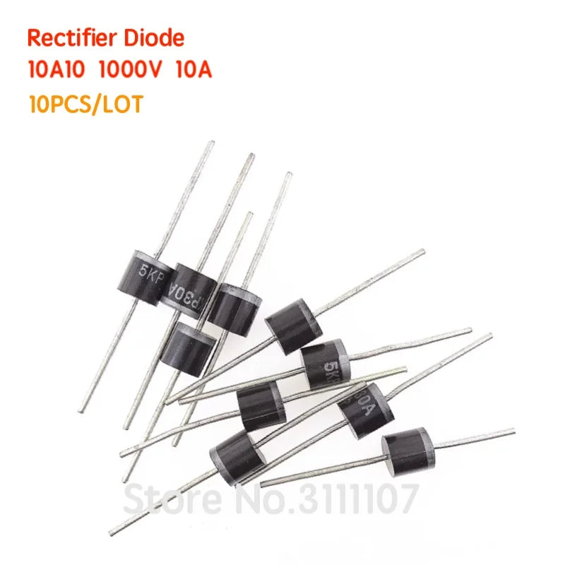Diodo Rectificador Axial 10A10 1000V 10A - Lote 10 Piezas