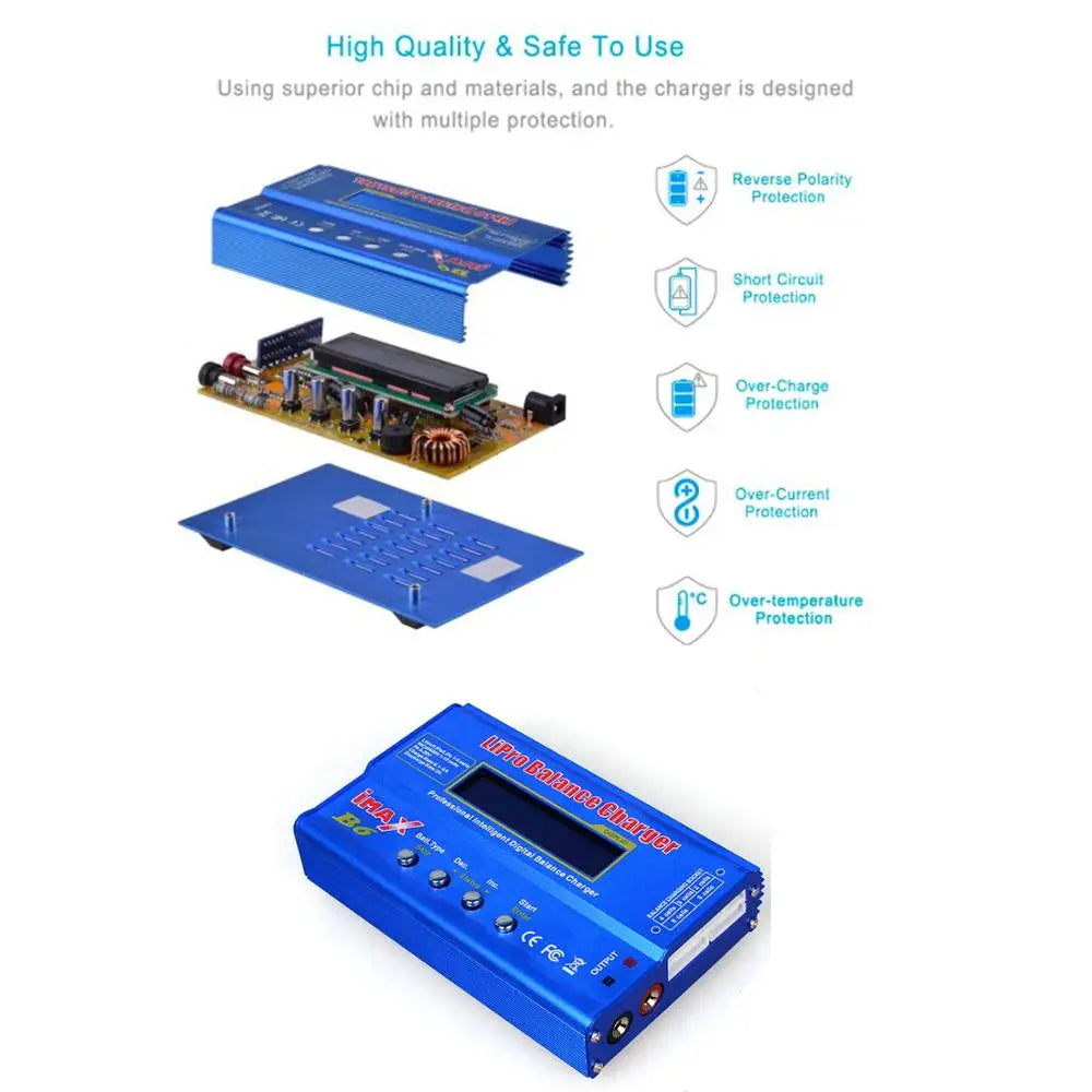 IMAX B6 Digtal LCD RC Battery Balance Charger Discharger with 15v 6A AC/DC Adaptor for RC Lipo Li-Ion Ni-MH Battery Charging