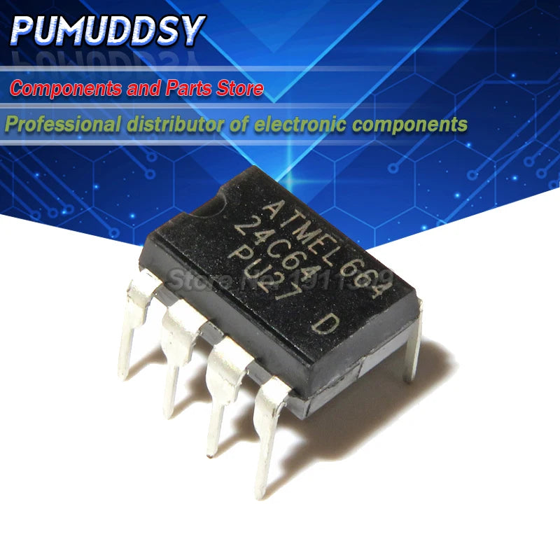 Lote 10 Pcs EEPROM AT24C64A (24C64A / 24C64 / AT24N64) DIP-8
