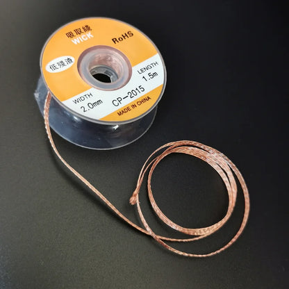 Alambre Malla Desoldadora Trenzada para Removedor Soldadura (2.0mm/3.5mm, 1.5m) Herramienta Reparación (1 Unidad)