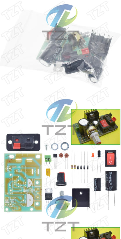 Kit DIY Módulo Fuente Alimentación Step-Down LM317 Regulador Voltaje Ajustable con Fusible Reseteable