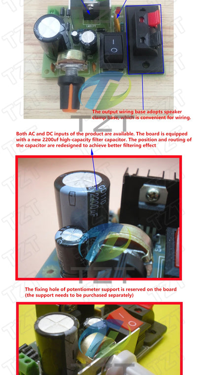 Kit DIY Módulo Fuente Alimentación Step-Down LM317 Regulador Voltaje Ajustable con Fusible Reseteable