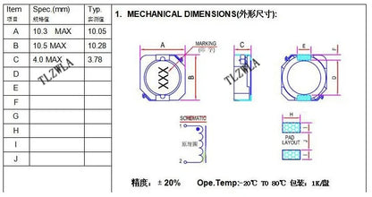 Inductor Potencia Blindado CDRH104R (CD104) 10x10x4mm - Varios Valores (2.2uH a 470uH) - Lote 10 Piezas