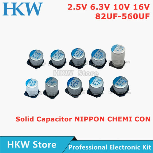 Capacitor Sólido SMD NCC Nippon Chemi-Con (82uF-560uF, 2.5V-16V) Placa Madre/VGA - Pack 20 Unidades