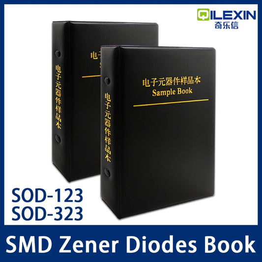 Libro Muestrario Diodos Zener SMD (SOD-323/0805, SOD-123/1206, 2.4V-30V, 0.5W/1W, 28 Valores)