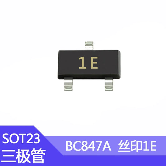 Transistor NPN BC847A SOT-23 (Marcado 1E) 0.1A 45V - Lote 100 Piezas