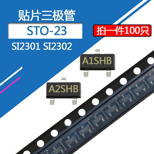 Transistor MOSFET P-Channel SI2301 (A1SHB) / N-Channel SI2302 (A2SHB) SOT-23 - Lote 100 Piezas