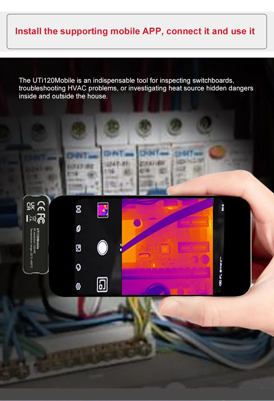 Termógrafo Infrarrojo Móvil UNI-T UTi120 USB para Android (10800 Píxeles) - Cámara Térmica Reparación Celulares