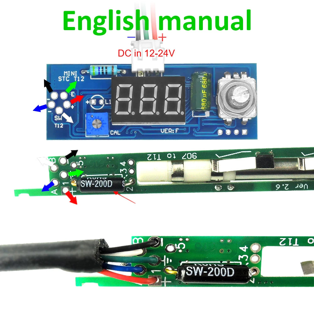 Electric Unit Digital Soldering Iron Station Temperature Controller Kits for HAKKO T12 Handle DIY kits LED vibration switch