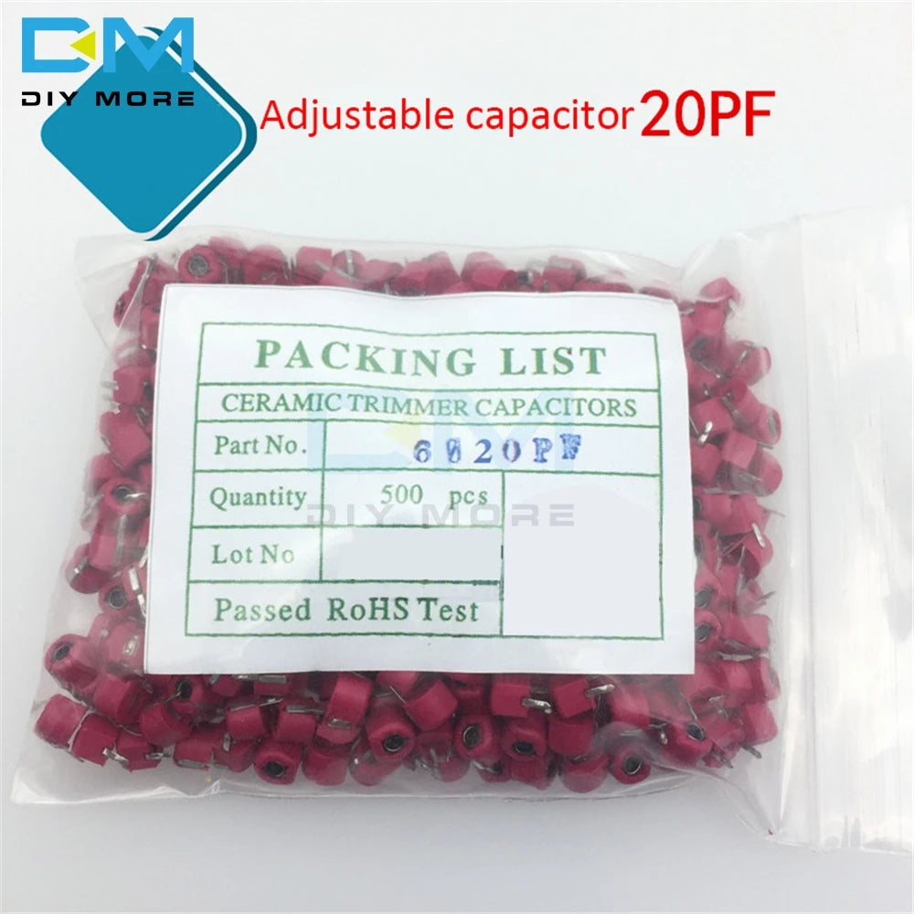 Capacitor Cerámico Variable Trimmer 6mm (3pF-120pF) Ajustable - Pack 10 Unidades (Valores Surtidos)