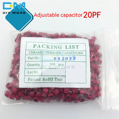 Capacitor Cerámico Variable Trimmer 6mm (3pF-120pF) Ajustable - Pack 10 Unidades (Valores Surtidos)