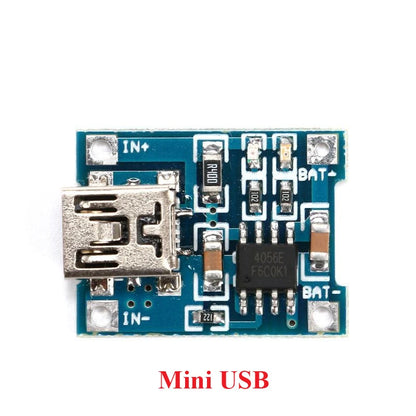 Módulo Carga Batería Litio 18650 5V 1A (USB/MicroUSB/Type-C) Controlador Solar con Protección TP4056