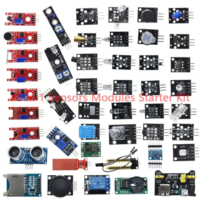 Kit Inicio Módulos Sensores (45 en 1) para Arduino UNO R3/MEGA2560 (Superior a Kit 37 en 1)