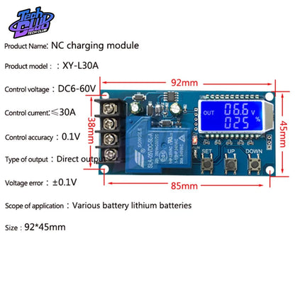 Módulo Control Carga Automática Batería Solar 12V/24V (Plomo-Ácido/Litio) con Display LCD y Protección