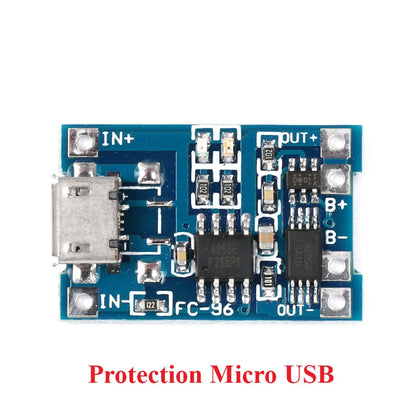 Módulo Carga Batería Litio 18650 5V 1A (USB/MicroUSB/Type-C) Controlador Solar con Protección TP4056