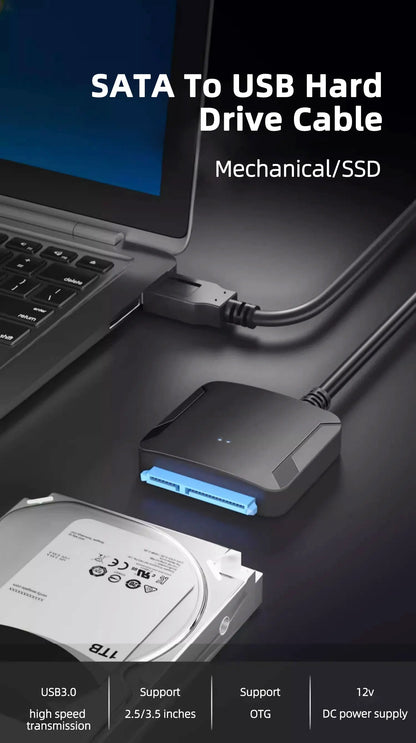 Cable Adaptador Coolcirc USB 3.0 a SATA para Disco Duro HDD/SSD Externo 2.5"