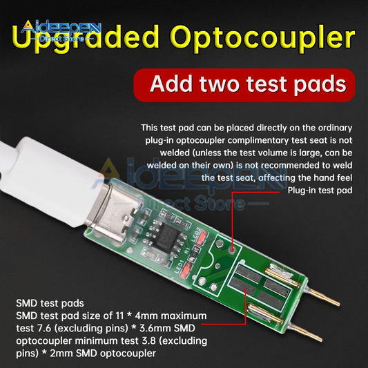 Tester Optoacoplador 4-Pin Herramienta Prueba Online Placa Reparación Electrónica Interface USB-C/Micro-B Específico