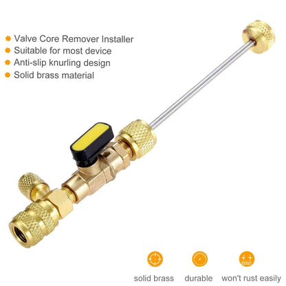 Kit Herramienta Instalador/Removedor Núcleo Válvula HVAC con Puerto Doble Tamaño 1/4" y 5/16" para R22/R12/R407/R410/R404/R32/R600