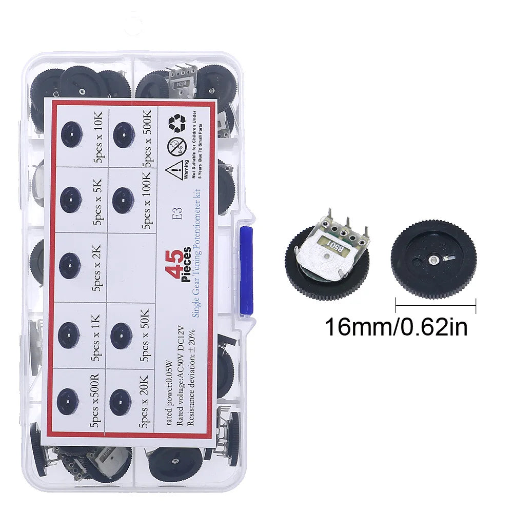 Wh148 Single Dual Potentiometer Mix Kit 3Pin 5Pin 6Pin Switch Audio Shaft Amplifier Sealing B1K 2K 5K10K 20K 50K 100K 250K 500K1