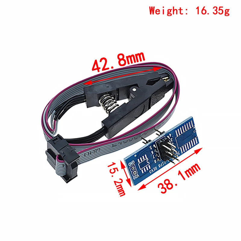 Kit Programador USB XTW100 (CH341) 24/25 Series EEPROM Flash BIOS + Clip Test SOIC8/SOP8