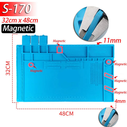 Alfombrilla Soldadura ESD Resistente Calor (932°F/500°C) Plataforma Mantenimiento Reparación Computadora/Teléfono Kit Herramientas