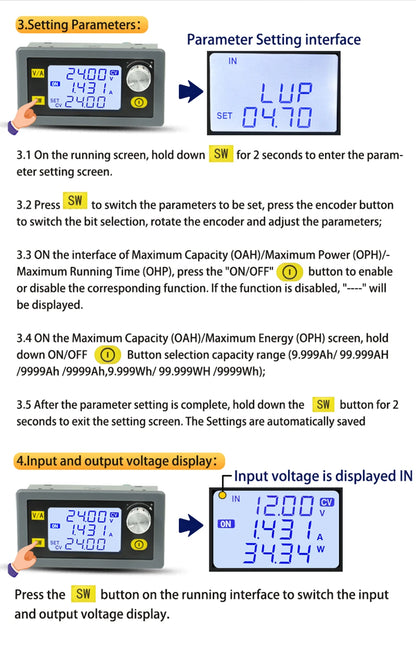 Módulo Convertidor Buck-Boost SK35H CC/CV 0.6-30V 4A Fuente Laboratorio Ajustable DC-DC