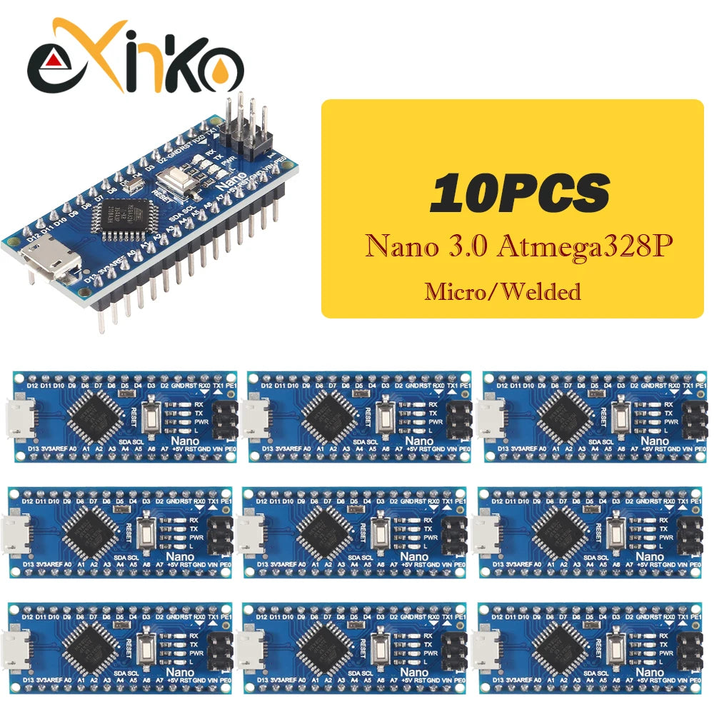 Placa Nano 3.0 (ATMEGA328P, 16MHz, CH340) con Bootloader (Puerto Mini/Tipo C/Micro USB) para Arduino (1-10 Unidades)