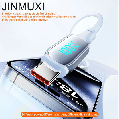 Cable Carga Rápida PD 140W USB-C a USB-C con Pantalla Digital para iPhone 15/16, Samsung S22/S23, Xiaomi, Huawei, POCO