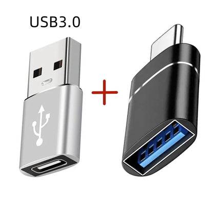 Adaptador Convertidor OTG USB 3.0 Macho a Tipo C Hembra para Cargador/PC/MacBook/Auto/USB iPad (2 Unidades)