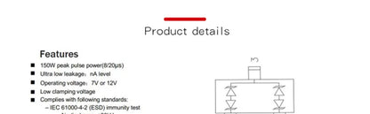 50PCS SM712.TCT SM712 712 SOT23 PSM712-LF-T7 PSM712 SMD TVS Diode Transient Voltage Suppressor Transistor