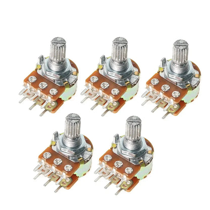 10Pcs WH148 B1K B10K B50K B100K B1M 6Pin Linear Potentiometer 15mm Shaft with Nuts and Washers