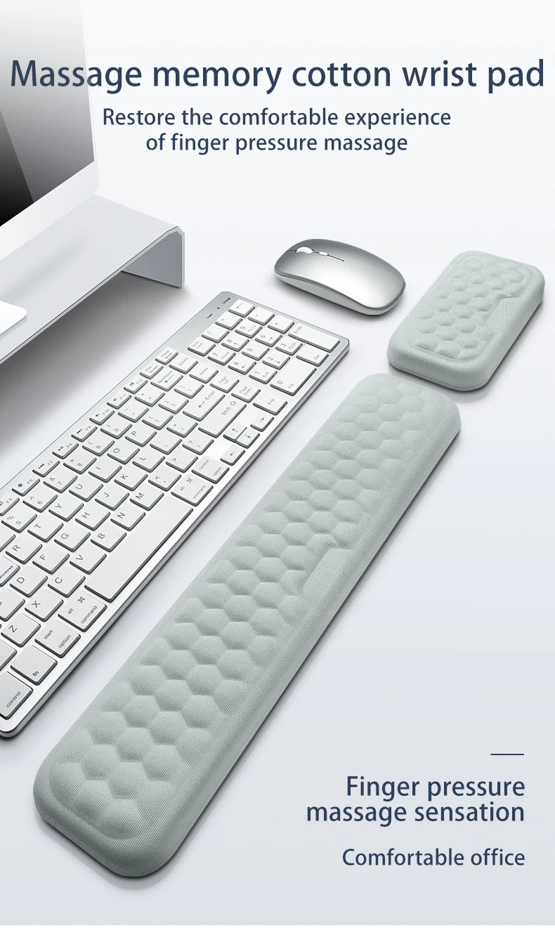 Reposamuñecas Ergonómico Espuma Memoria para Teclado y Mouse Pad (Protección Oficina/Tipeo) Computadora/Notebook