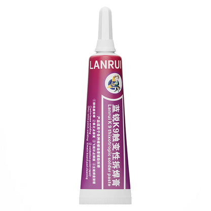 Pasta Tixotrópica Desulfurización LANRUI K9 (15ml) para Soldadura/Desoldadura Huella Digital/Conector Batería/Puerto Carga