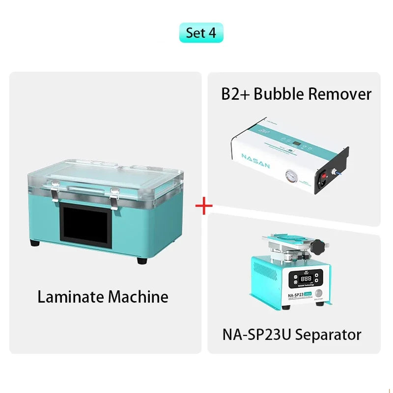 Máquina Laminadora Vacío Nasan NA-SUPA Lite + Removedor Burbujas NA-B2 + Separador NA-SP23 Ultra para Pantalla LCD Plana/Curva Reparación
