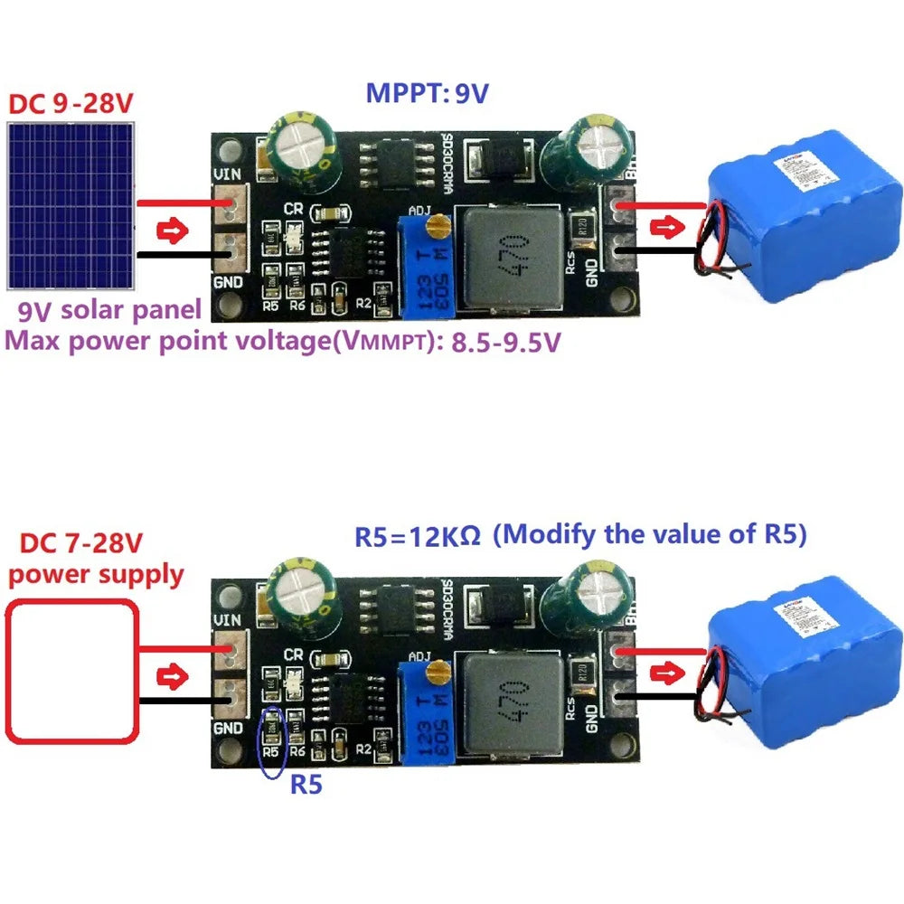 Módulo Controlador Carga Panel Solar MPPT 1A Batería Ion/Titanato Litio Regulador