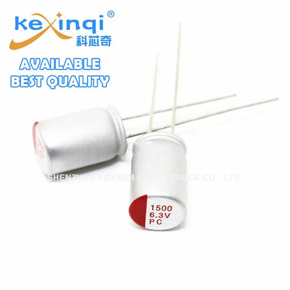 Capacitor Electrolítico Sólido Polímero Aluminio Conductivo (100uF-4700uF, 6.3V) - Pack 10 Unidades (Valores Surtidos)