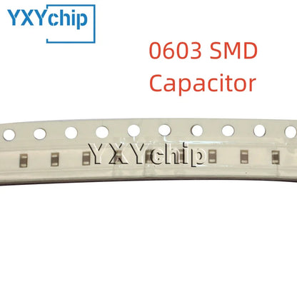 Capacitor Cerámico SMD 0603 (1uF-47uF, 6.3V-100V, X7R/X5R 10%/20%) - Pack 50 Unidades (Valores Surtidos)
