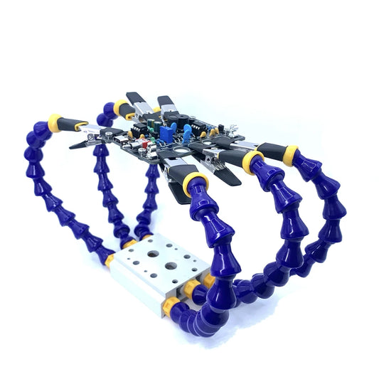 Brazos Flexibles "Helping Hands" con Pinza Tornillo Banco Mesa y Soporte Cautín para Soldadura/Reparación PCB (Compatible TS100/TS101/PINE64)