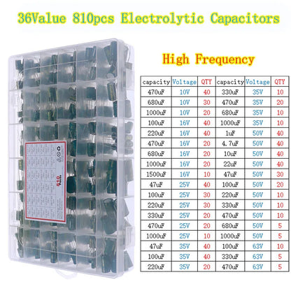 Kit Surtido Capacitores Electrolíticos (1uF-1000uF, 16V-50V)