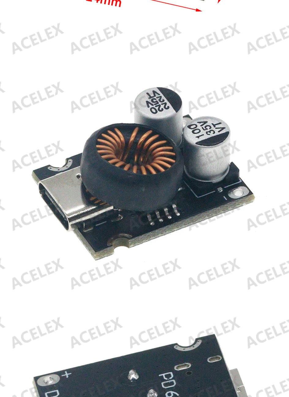 Módulo Carga Rápida Multi-Protocolo Mini 65W DC 12-30V PD2.0/PD3.1(PPS) Interface USB-C